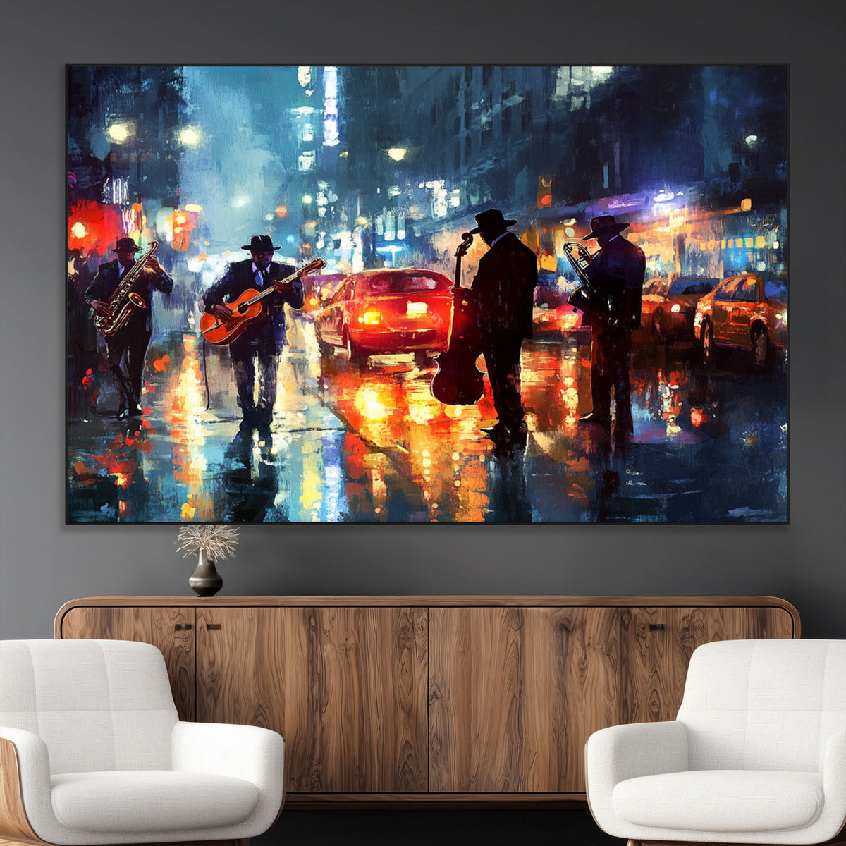 African American Jazz Canvas Wall Art Print – Abstract Music