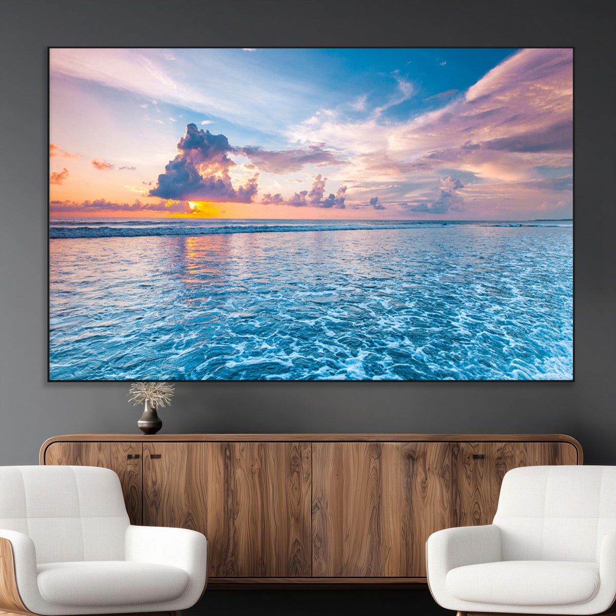 Ocean Sunset Canvas Wall Art Print – Tranquil Seascape