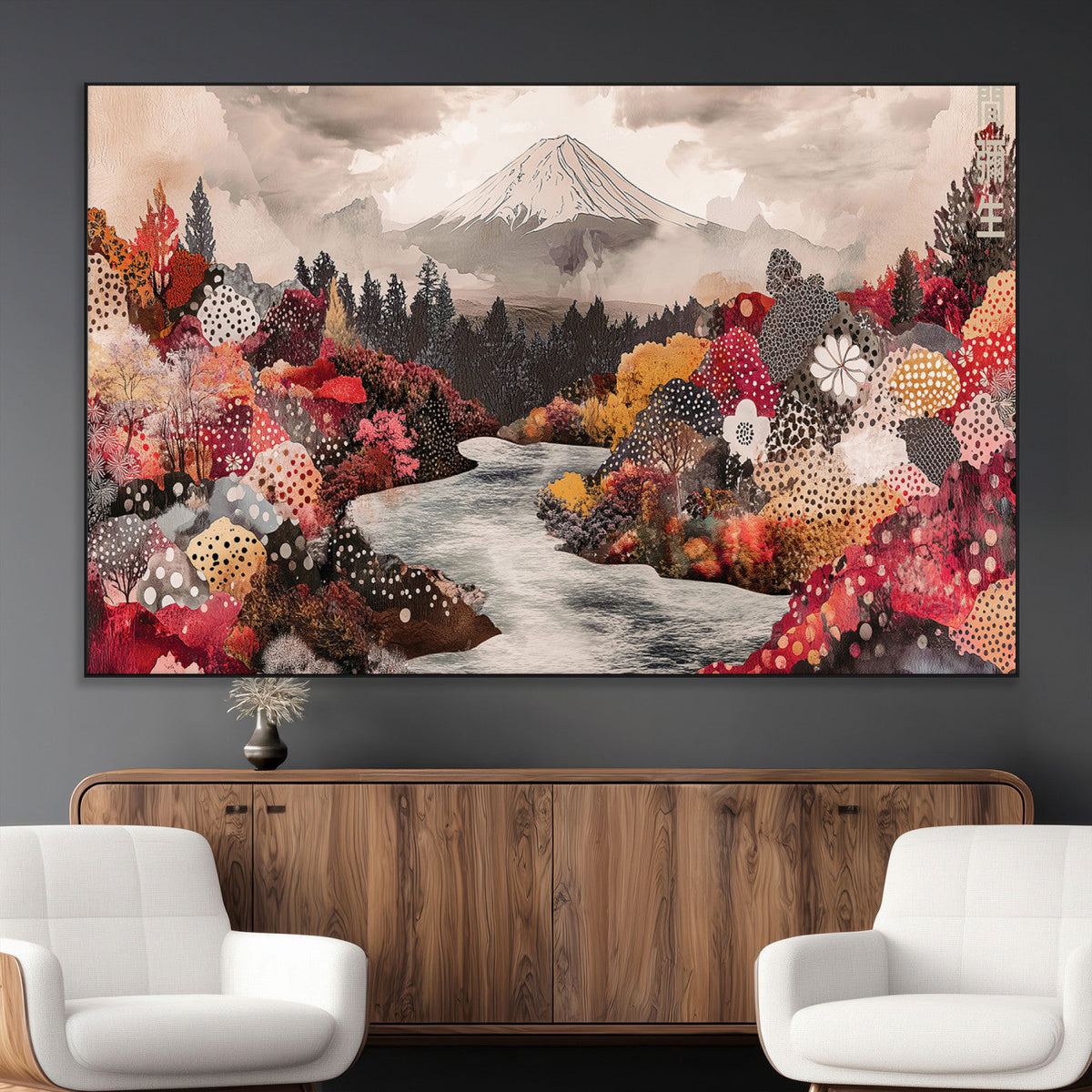 Mountain Wall Art Canvas Print – Framed Autumn Forest