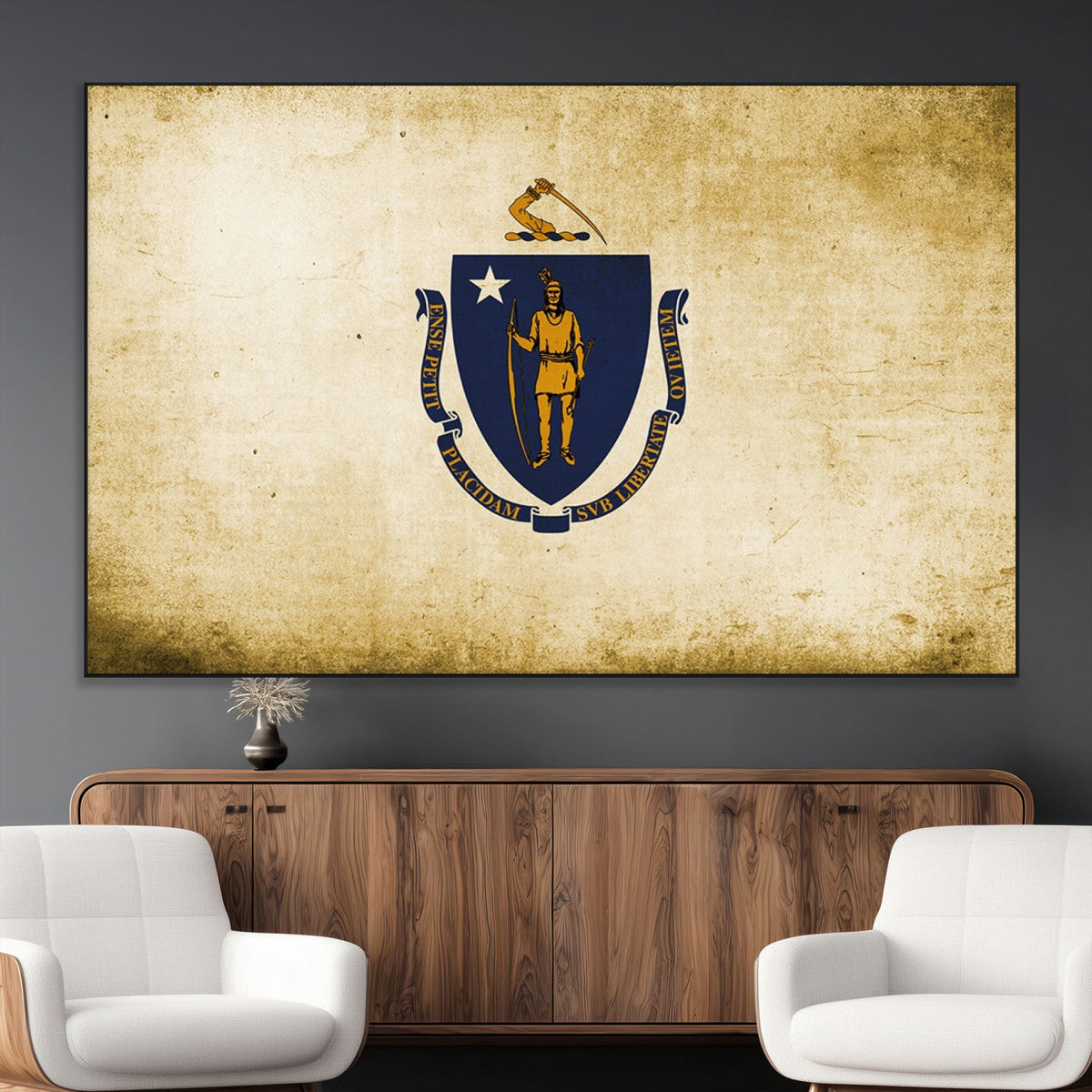 Massachusetts Flag Wall Art Canvas Print