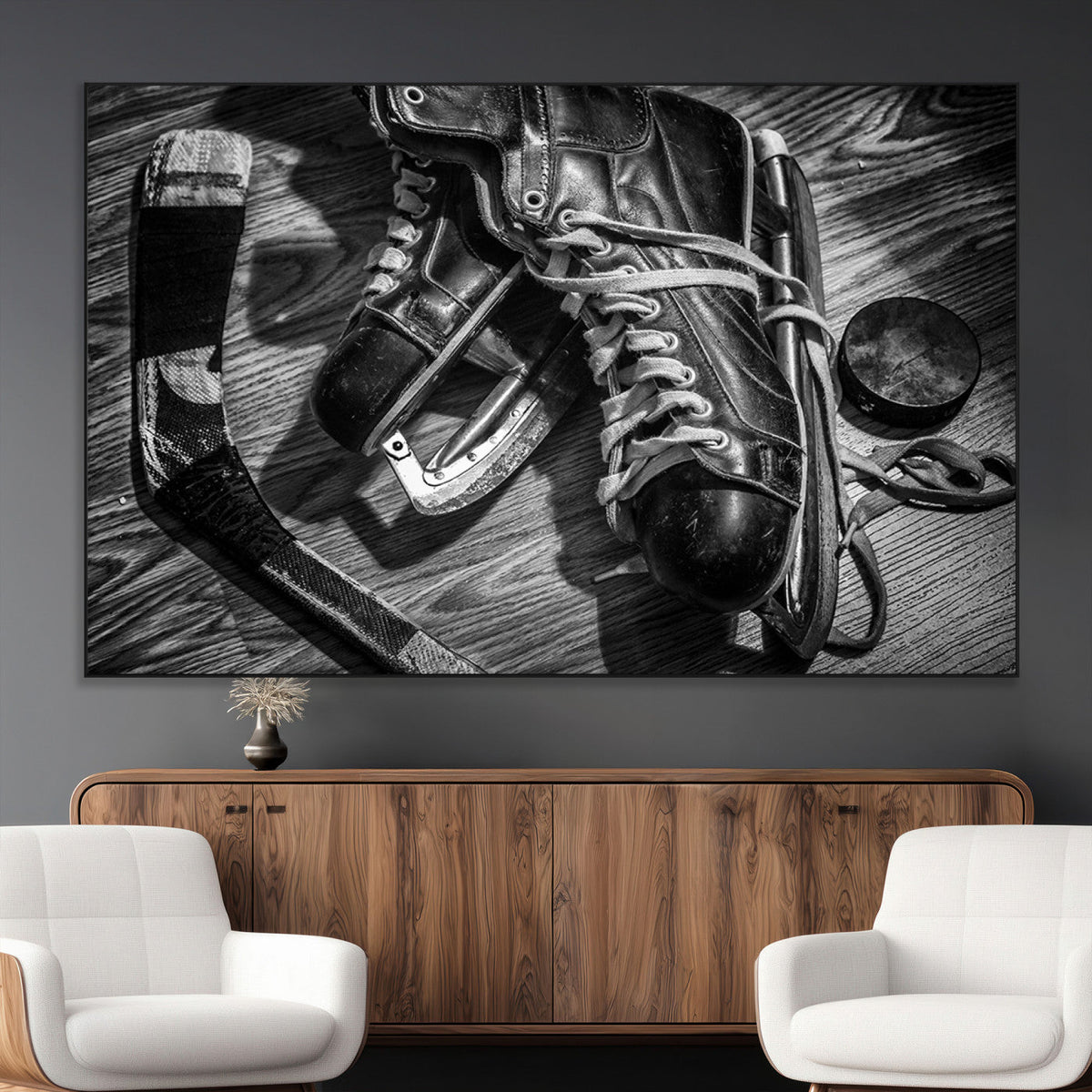 Old Pair of Mens Skates Wall Art Canvas, Men Skates Wall Art