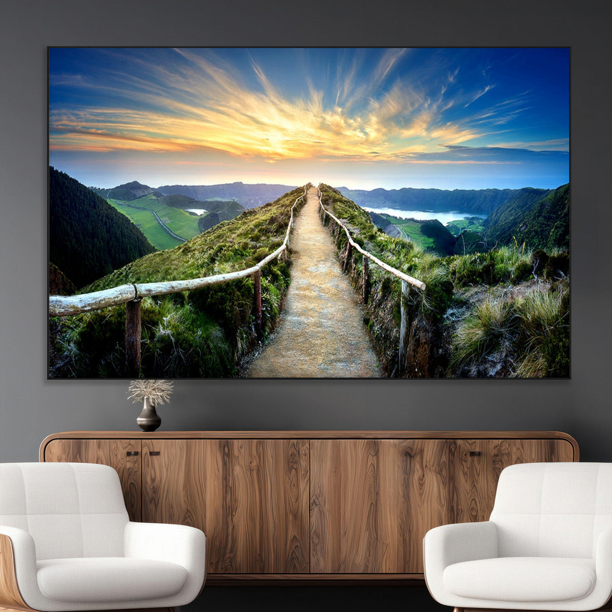 Mountain and Sunset Wall Art Canvas Print
