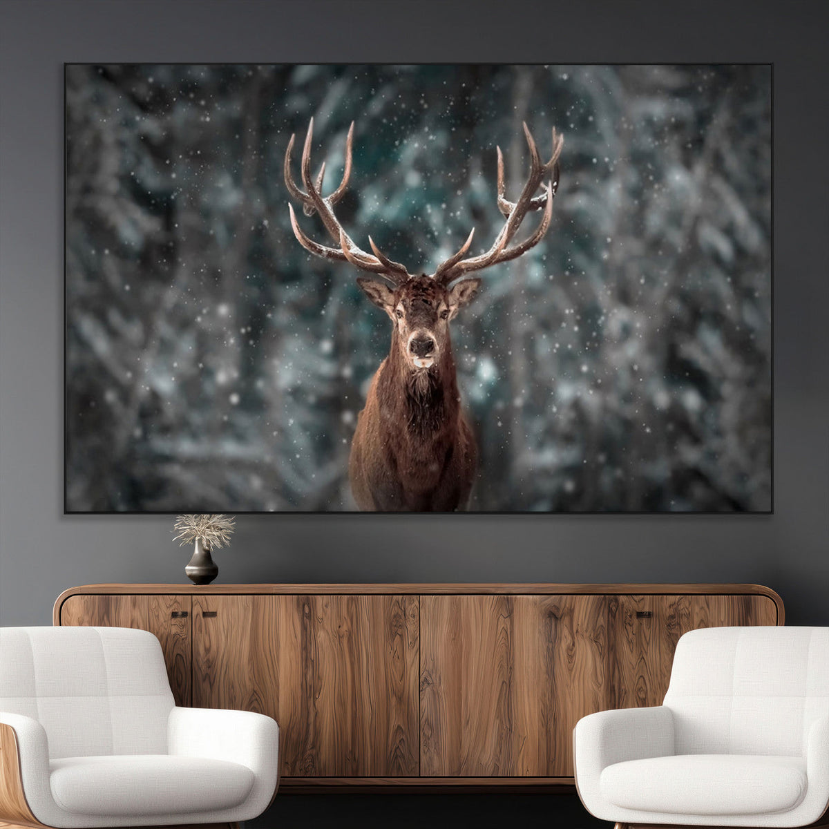 Wall Art Deer Art Animal Canvas, Framed Wall Art Deer Canvas