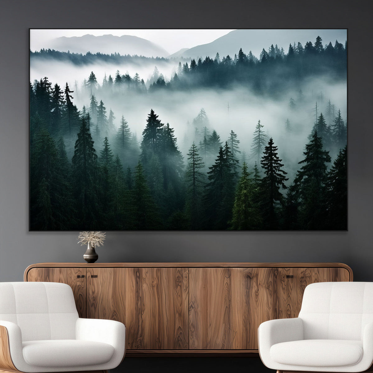 Captivating Misty Forest Wall Art Canvas, Premium Canvas