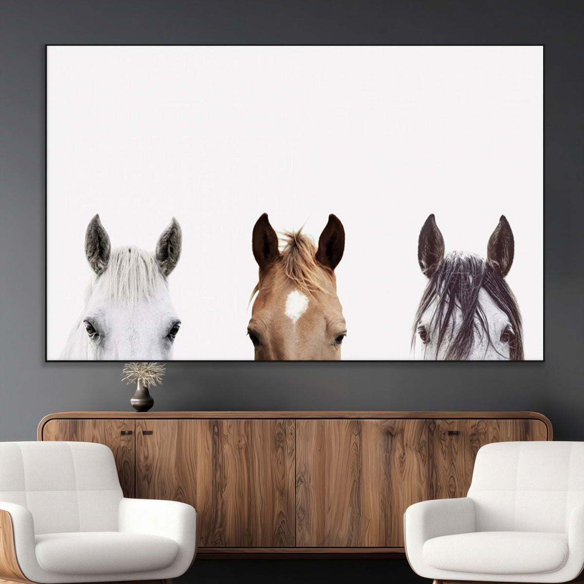Horse Prints Set, Set of 3 Horse Wall Art, Horses Portraits,