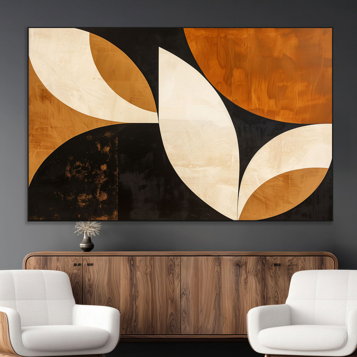 Geometric Abstract Wall Art Canvas Print, Mid Century Modern