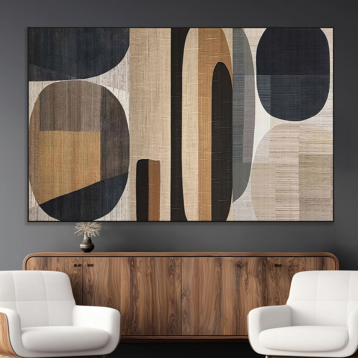 Abstract Minimalist Canvas Wall Art - Neutral Geometric
