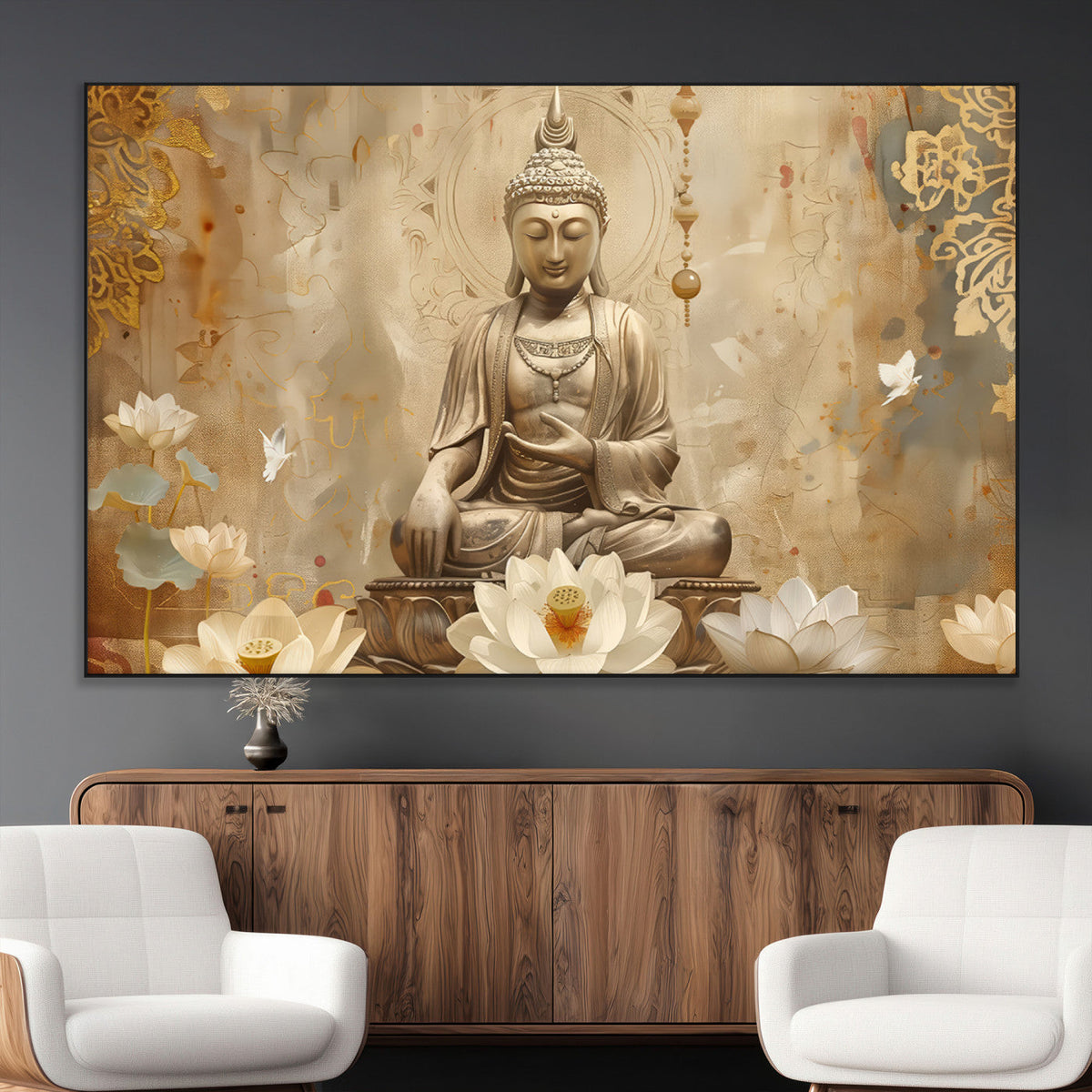 Buddha Wall Art Canvas Print, Buddha Meditation Room Decor,