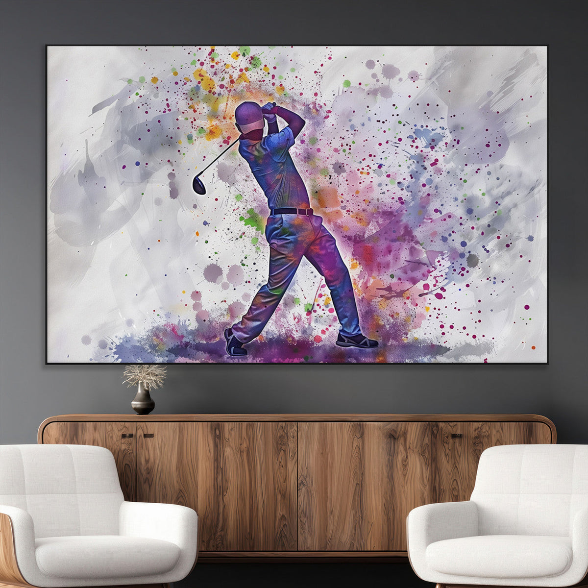 Watercolor Golf Swing Wall Art Canvas Print | Vibrant