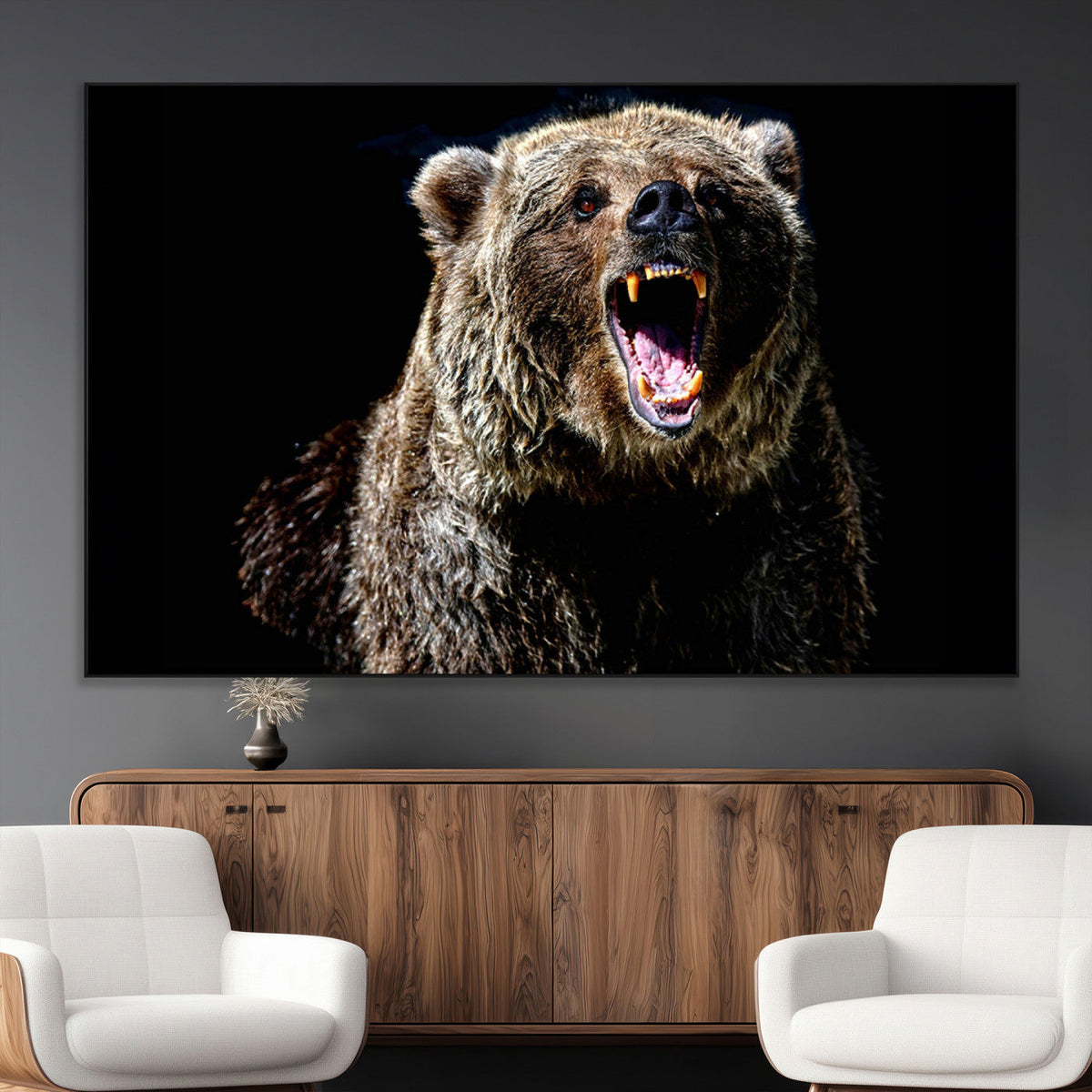Grizzly Bear Canvas Print | Wildlife Wall Art for Cabin
