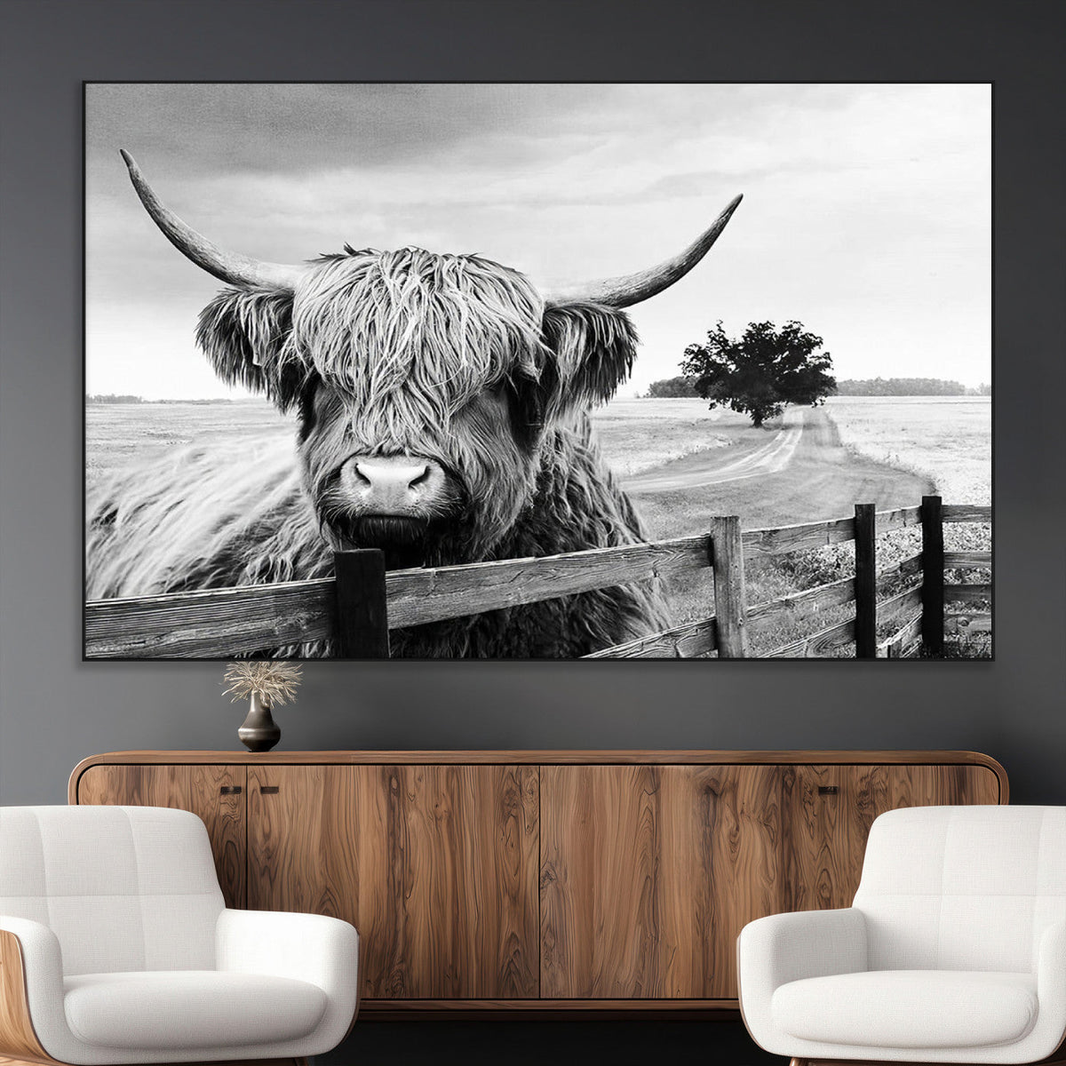 Scottish Highland Cow Wall Art | Rustic Farmhouse Décor |