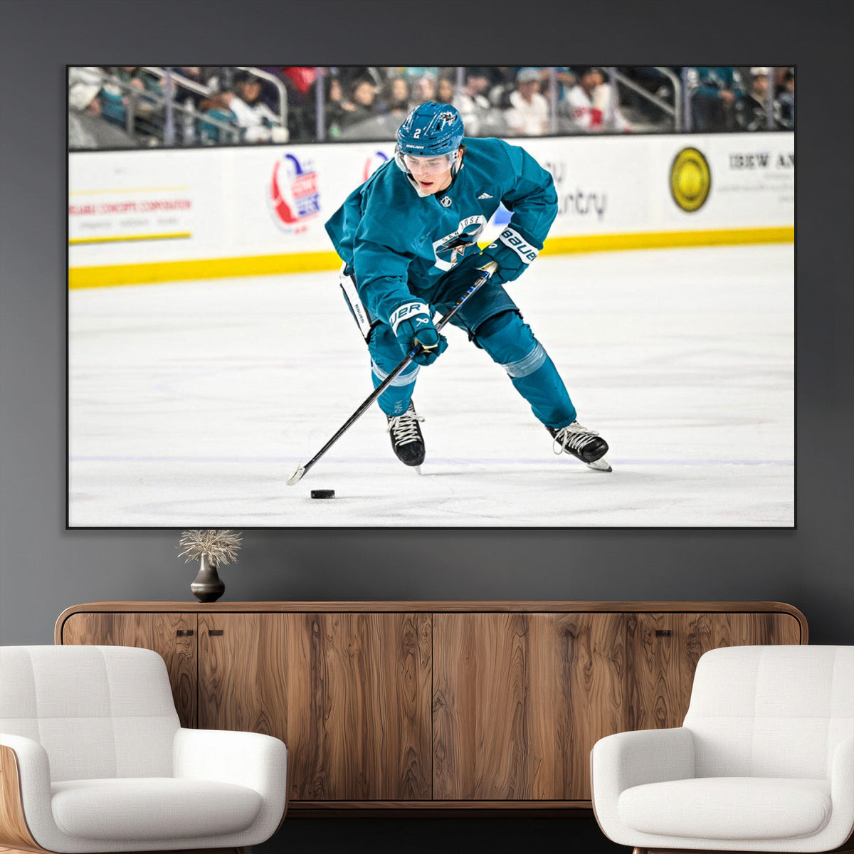San Jose Sharks Ice Hockey Player Wall Art Canvas Print