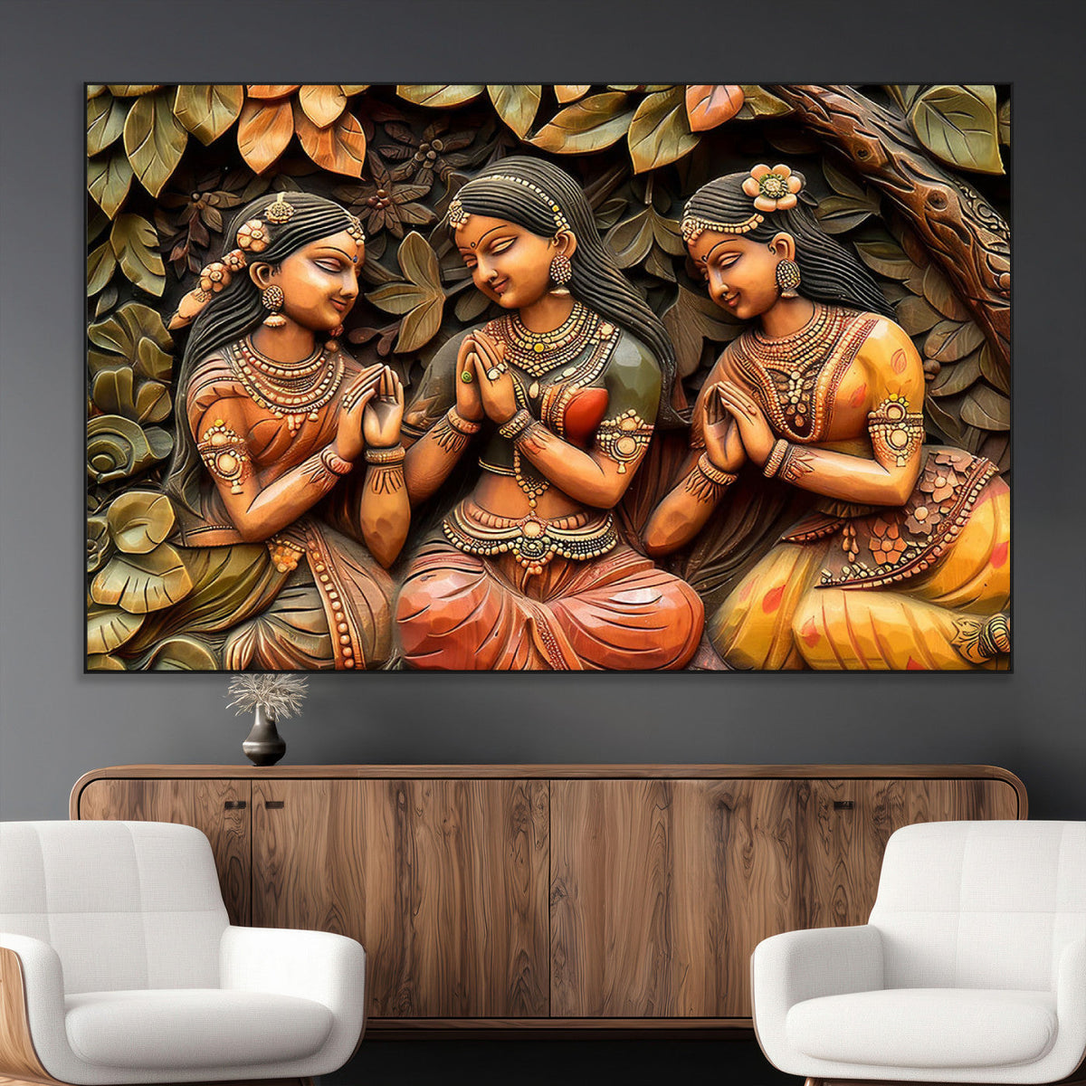 Indian Woman Statue Wall Art Canvas Print
