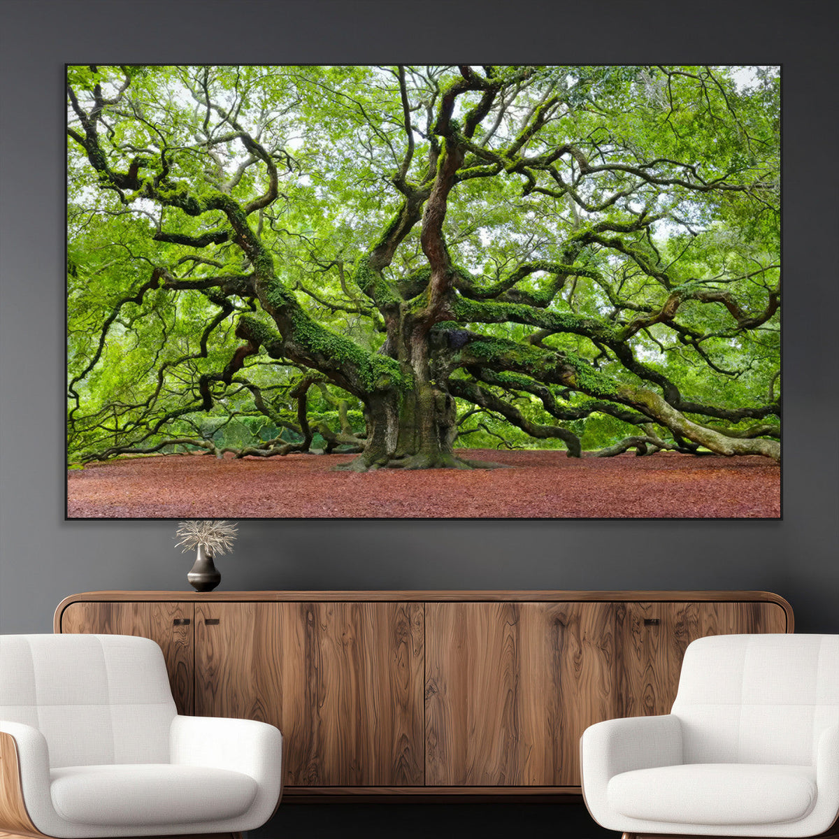 Framed Angel Oak Tree Wall Art - 3-Panel Canvas Prints,