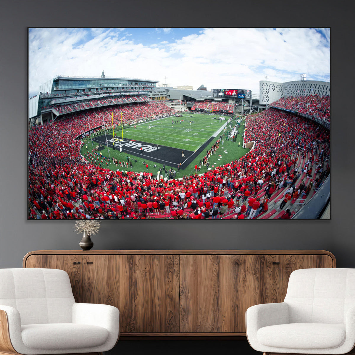 Cincinnati Bearcats Football Team Print - Nippert Stadium Wall Art Canvas Print