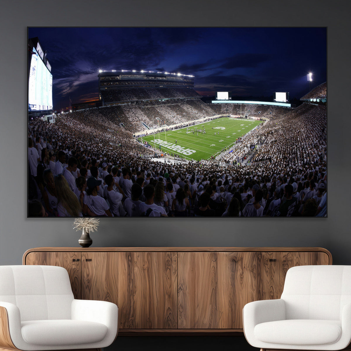 Michigan State Spartans Canvas, Framed Football Team Print -