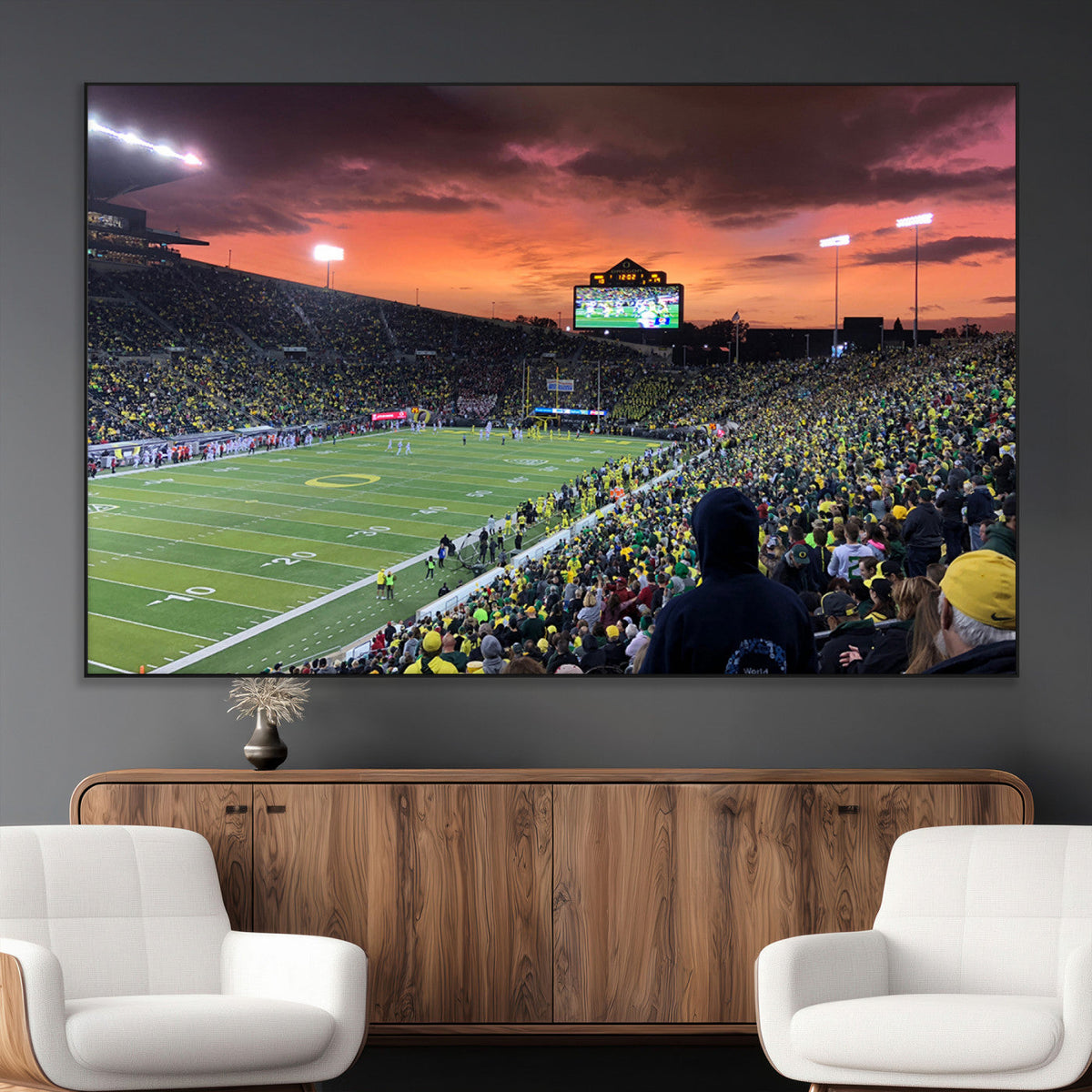 Eugene Autzen Stadium Canvas Wall Art Print – Sunset Over