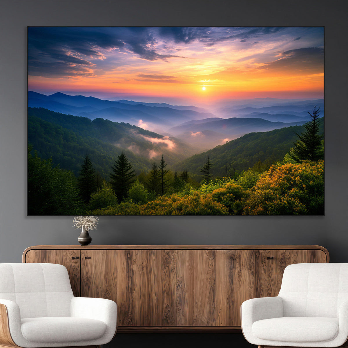 Majestic Mountain Sunrise Print | Landscape Wall Art |