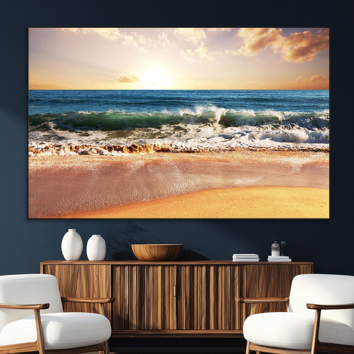 Serene Beach Path Canvas Art, Giclee Canvas Print with