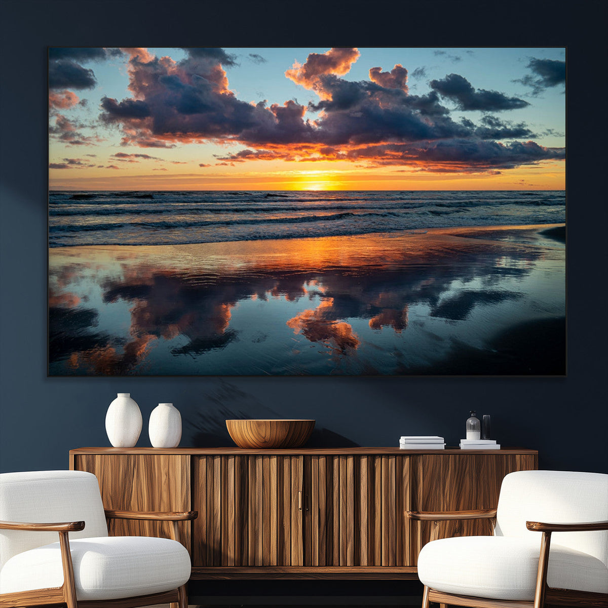 Beach Sunset Print - Stunning Ocean Canvas Artwork with