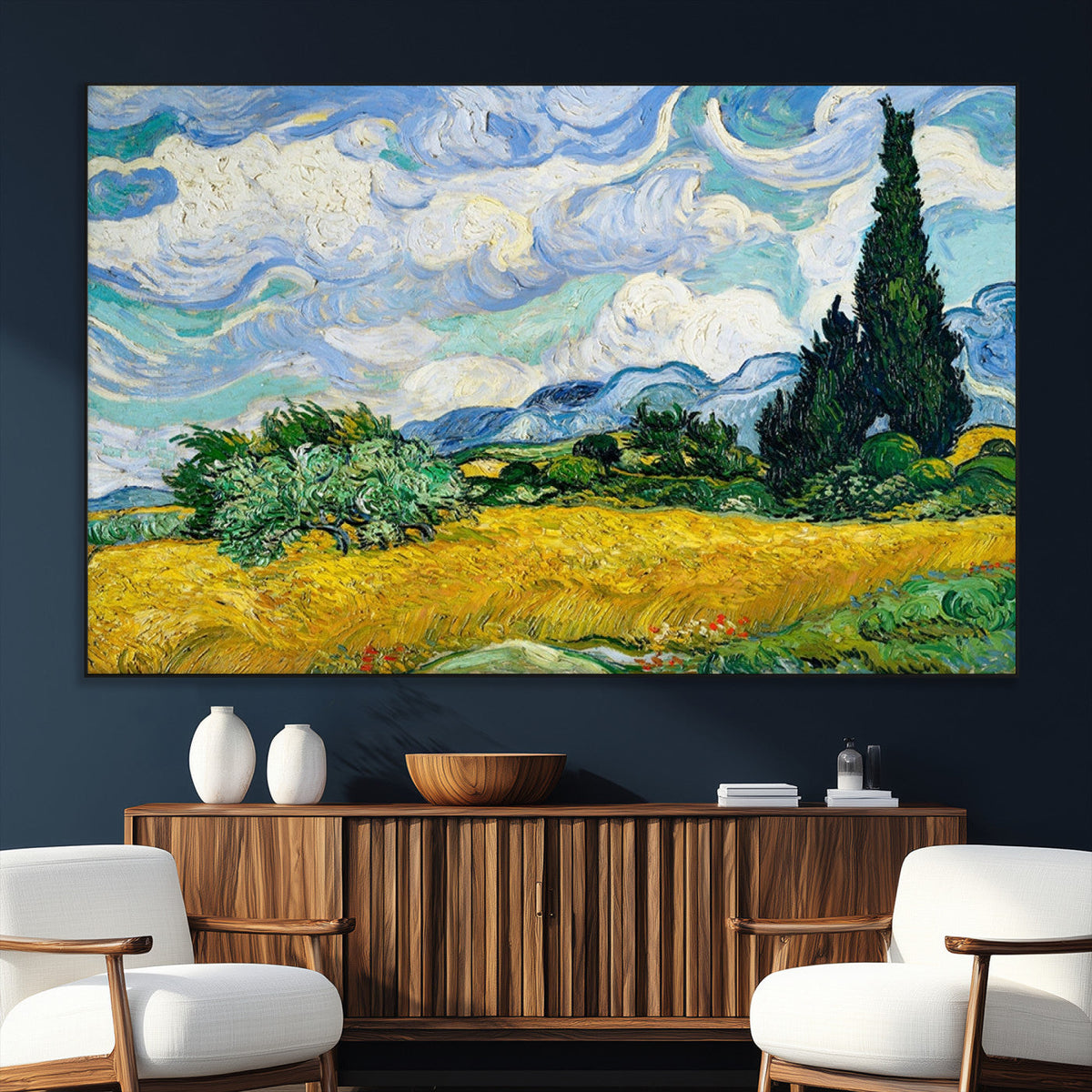 Wheatfield With Cypresses By Van Gogh Painting Wall Art