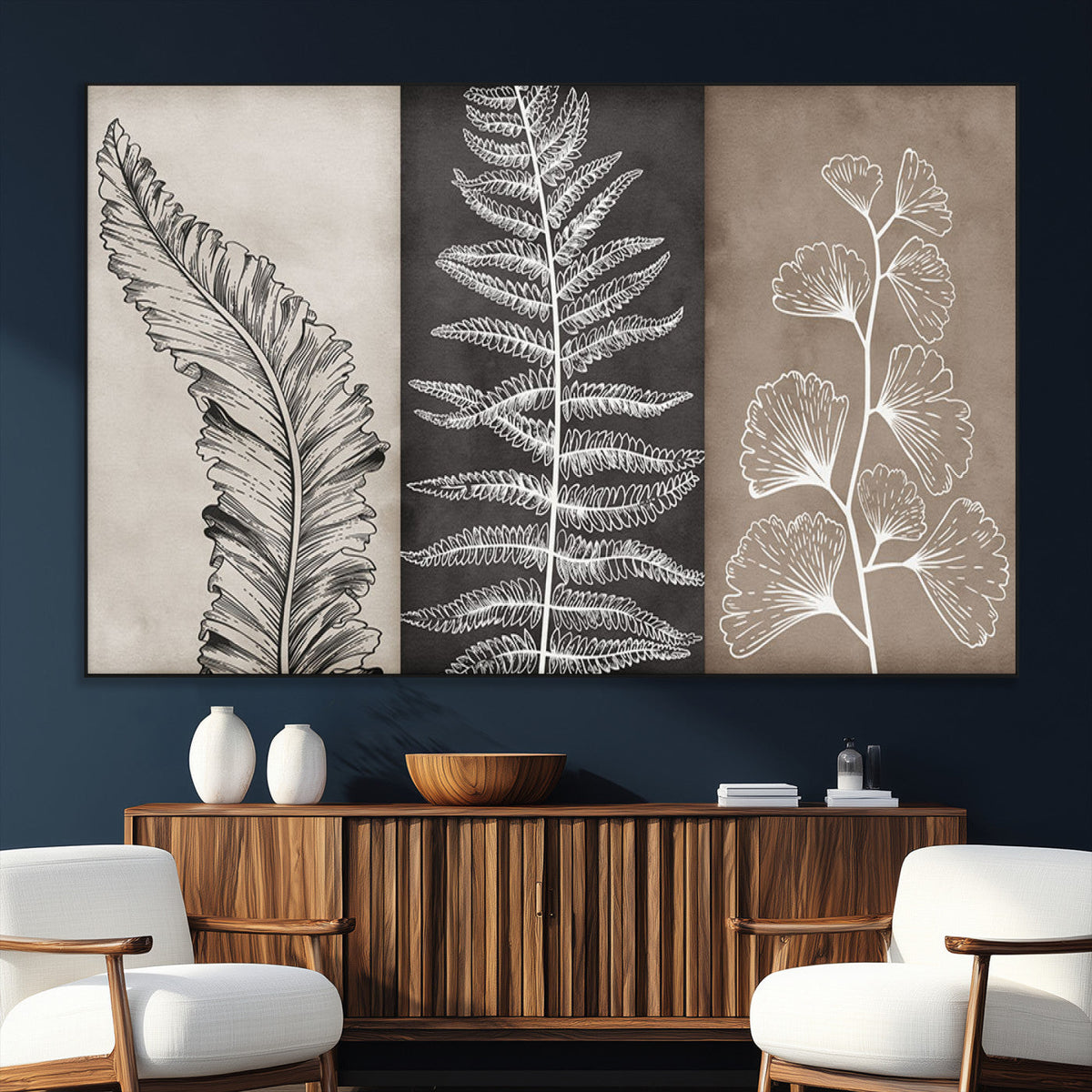 Minimalist Botanical Wall Art Canvas Print, Framed and Ready