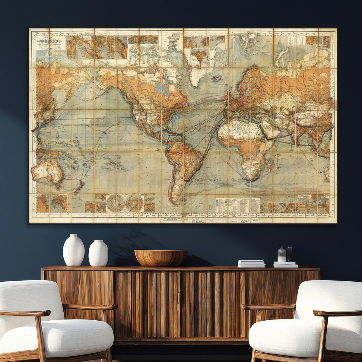 Push Pin World Map Canvas Print – Travel Tracker Wall Art