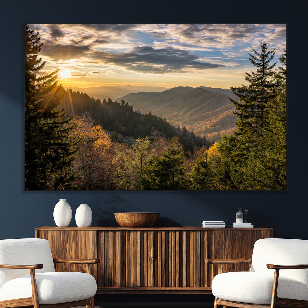 Sunrise Over the Smoky Mountains Canvas Wall Art –
