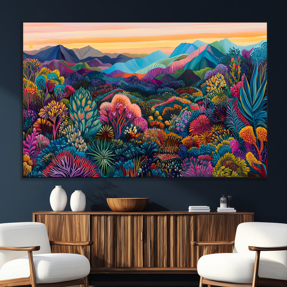 Colorful Abstract Landscape Wall Art Print Canvas - Vibrant