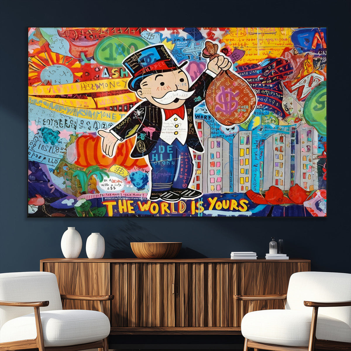 Pop Art Monopoly Man Canvas Wall Art Print - Bold and