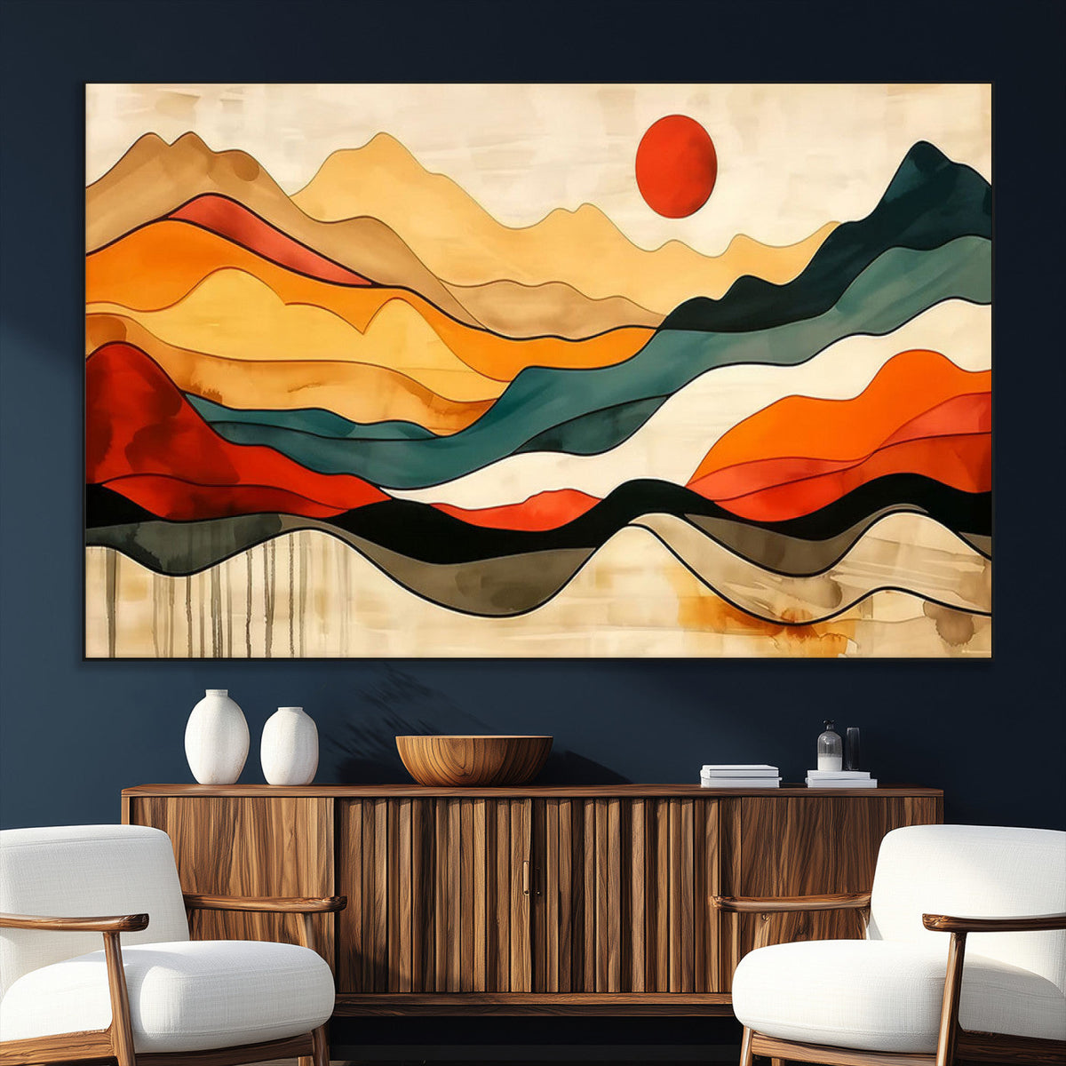 Mid Century Wall Art Print - Abstract Woodland Print -