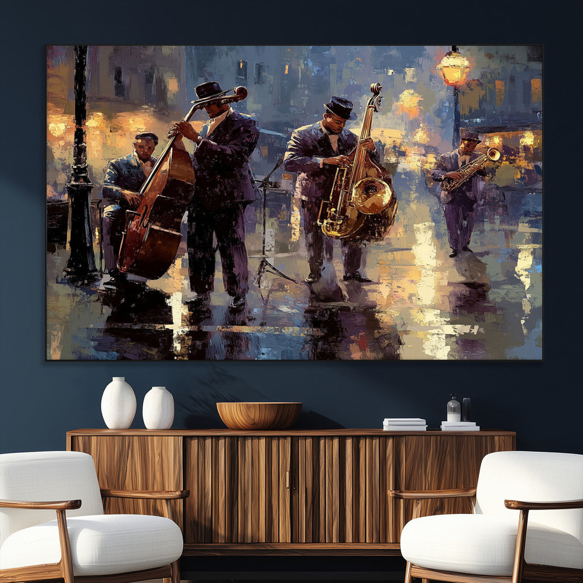 Afro Abstract Jazz Music Wall Art Canvas Print – Colorful