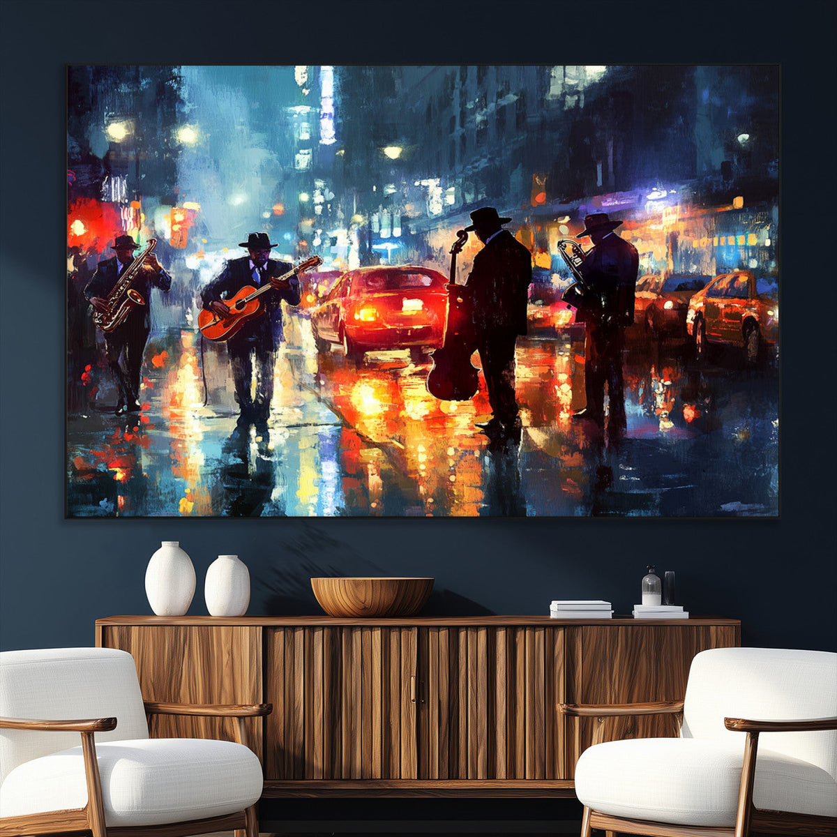 African American Jazz Canvas Wall Art Print – Abstract Music