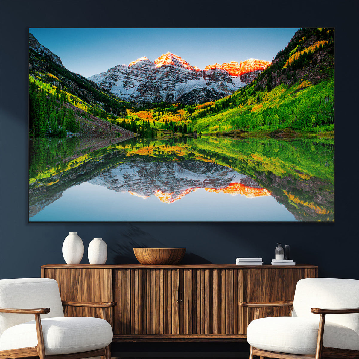Maroon Bells Lake Wall Art Canvas Print – Framed Majestic