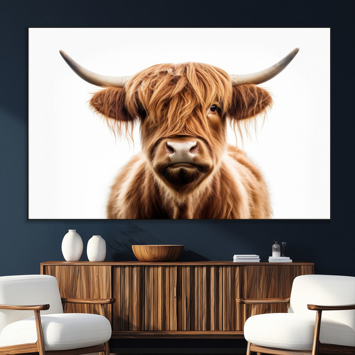 Scottish Highland Cow Canvas Print, Framed Highland Cow