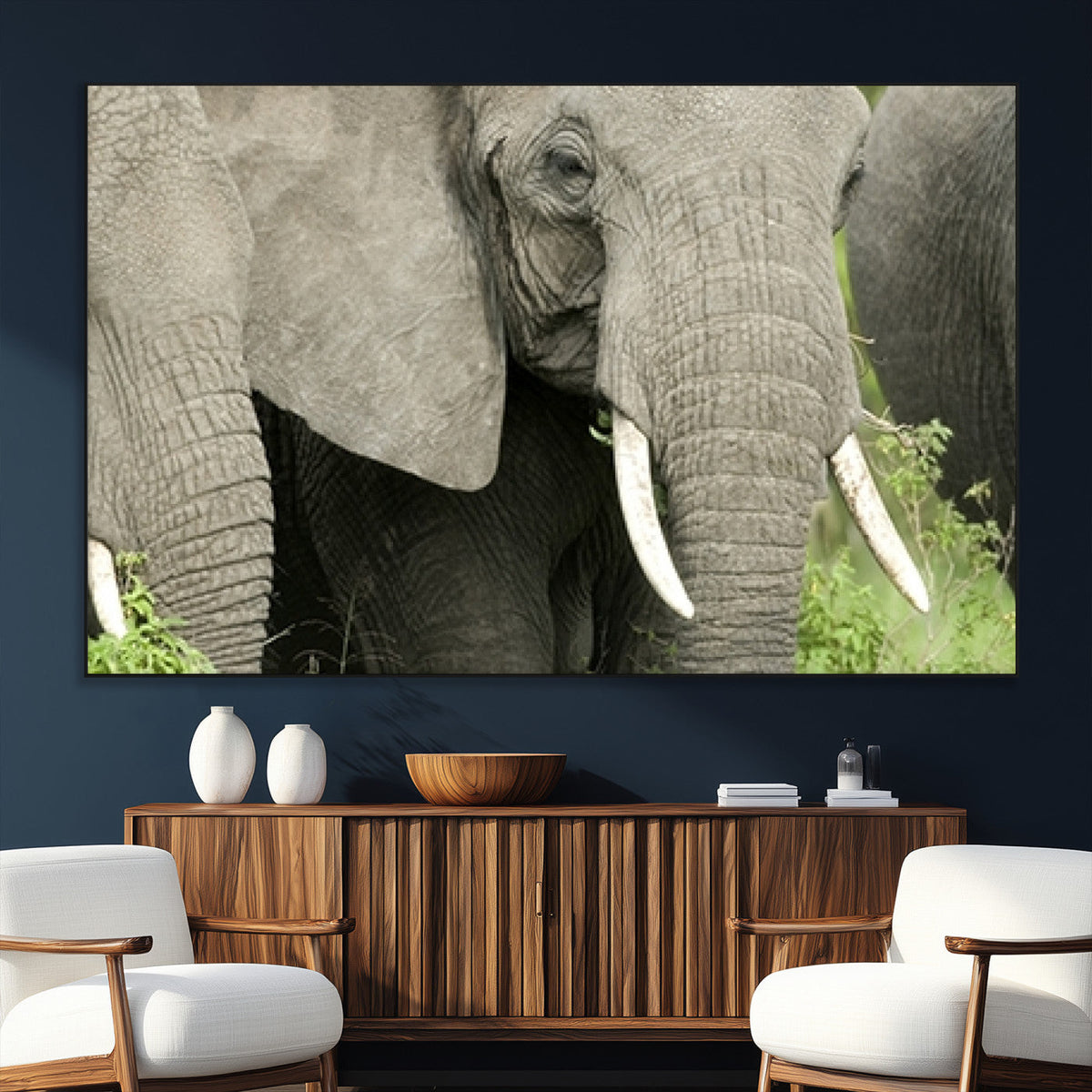 Wild Elephant Wall Art Canvas Print