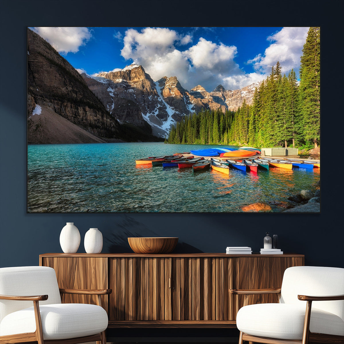 Moraine Lake 3-Panel Wall Art, Majestic Mountain and Lake
