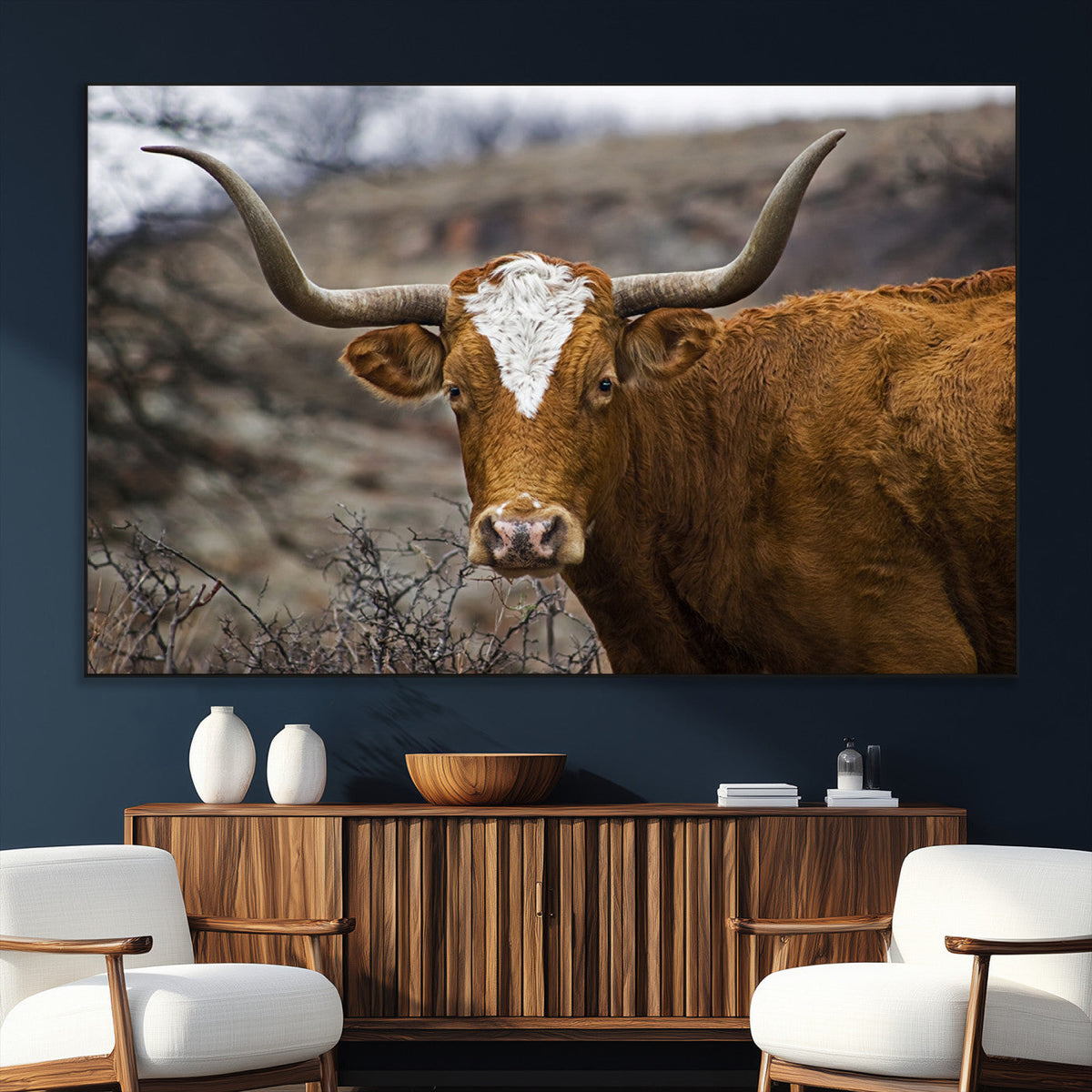 Texas Longhorn Canvas Wall Art - Longhorn Steer Canvas Wall