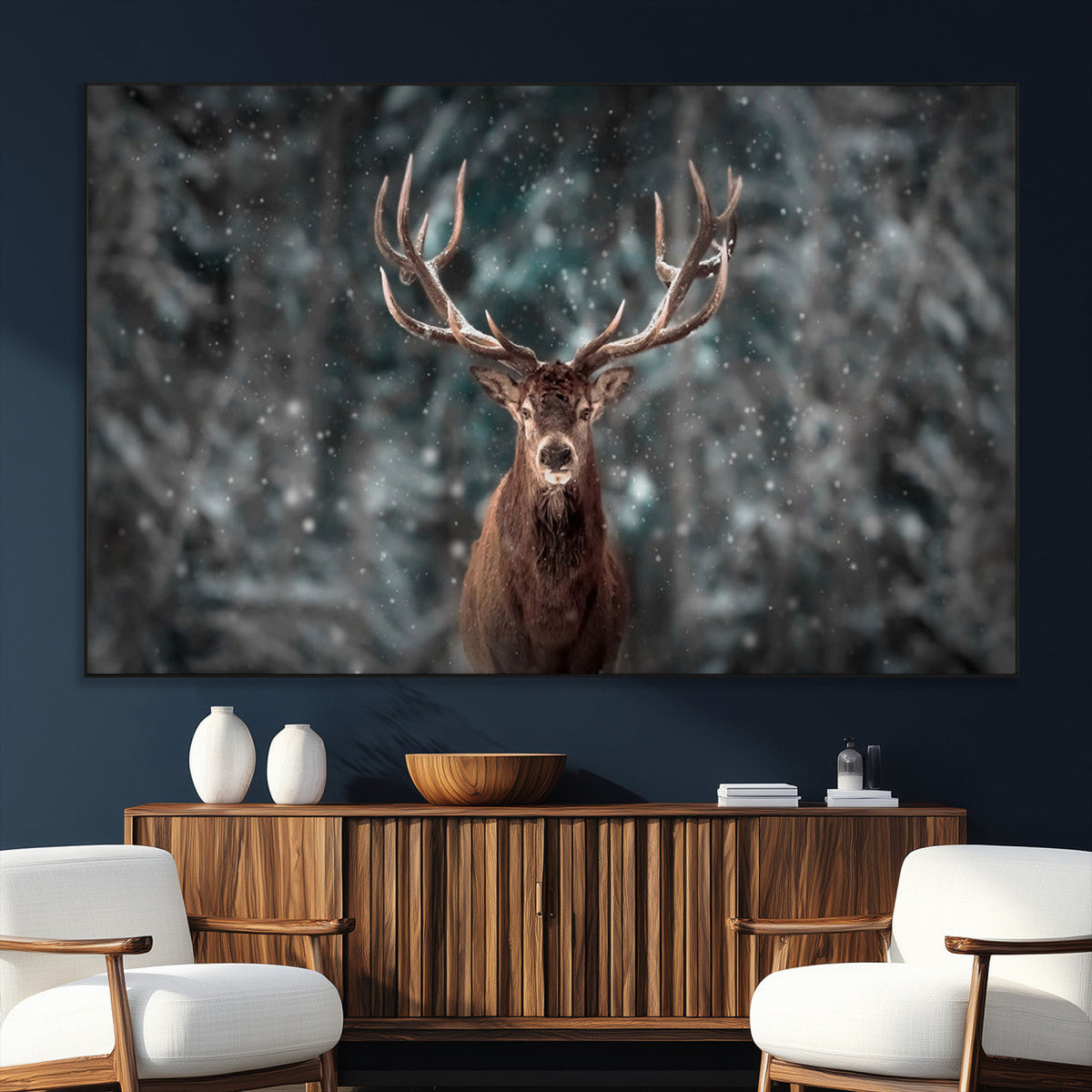 Wall Art Deer Art Animal Canvas, Framed Wall Art Deer Canvas