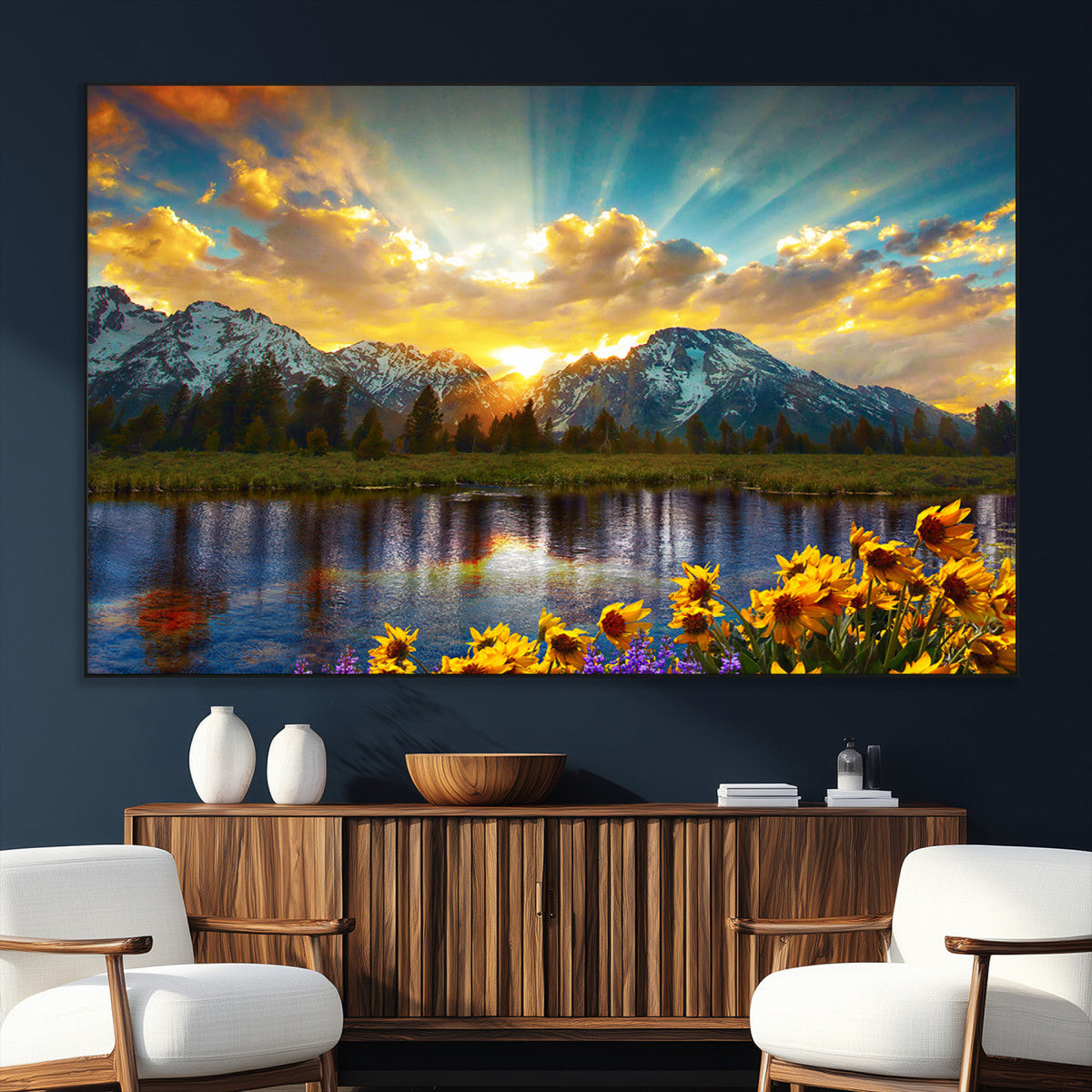 Grand Teton Park Sunrise Wall Art – Vibrant Landscape Canvas