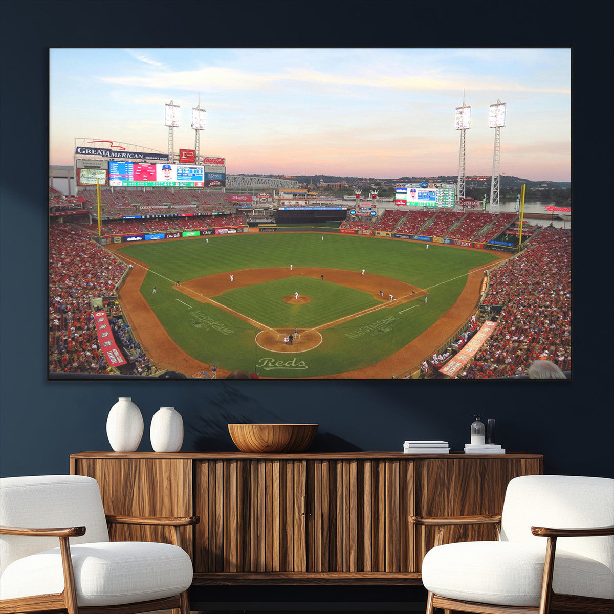 Cincinnati Reds Baseball Print Canvas- Cincinnati