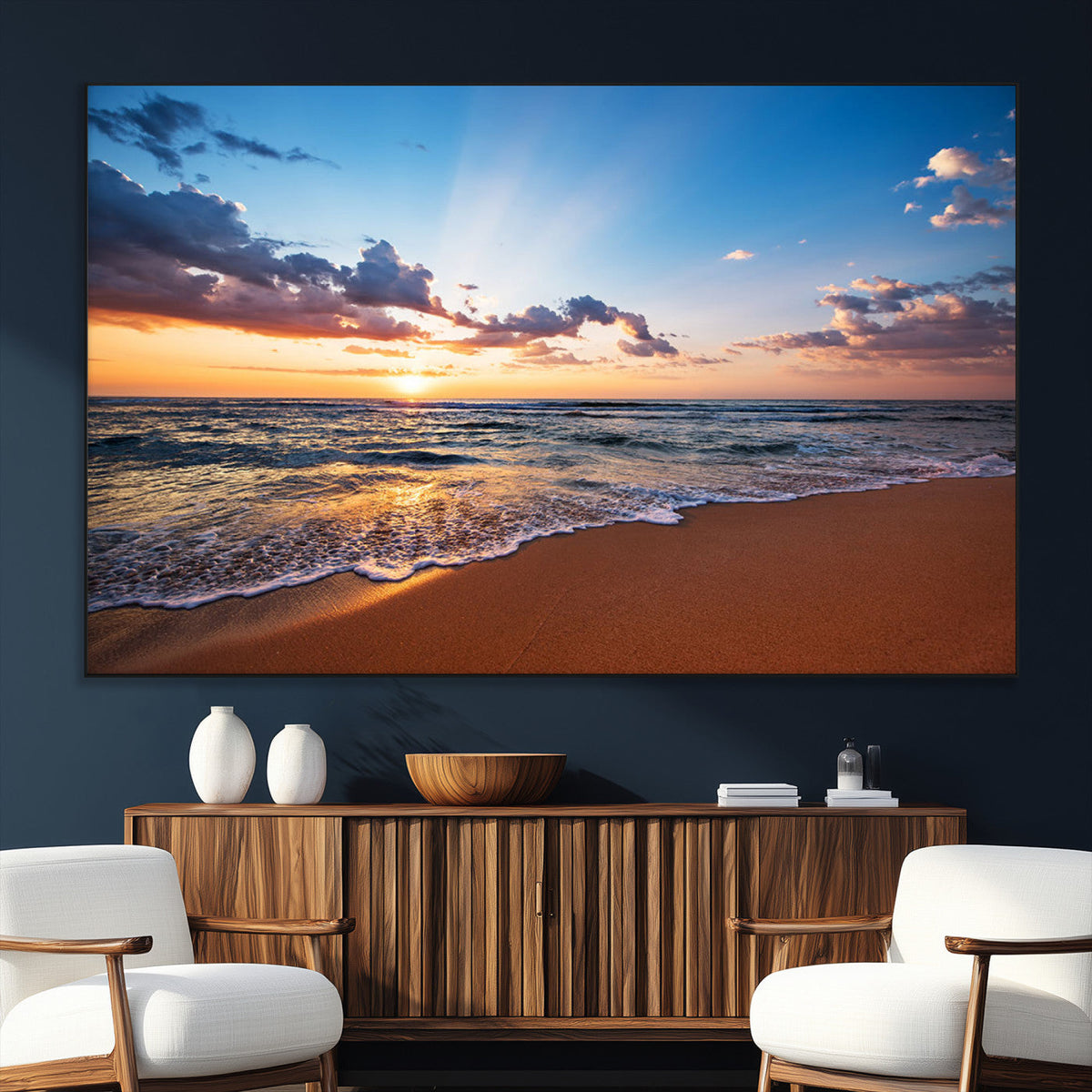 Golden Hour Beach Sunset Wall Art | Canvas Print | Ready to