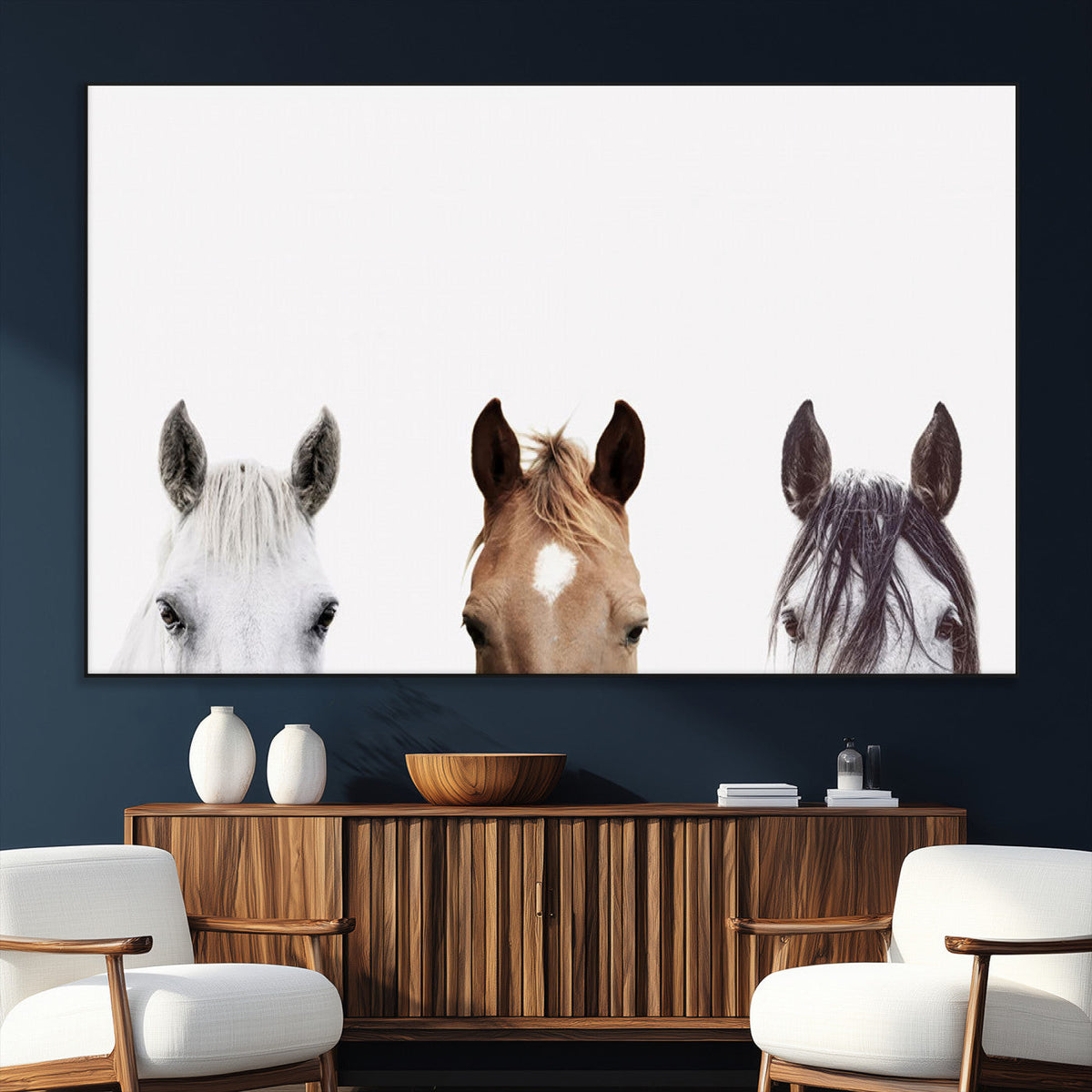 Horse Prints Set, Set of 3 Horse Wall Art, Horses Portraits,