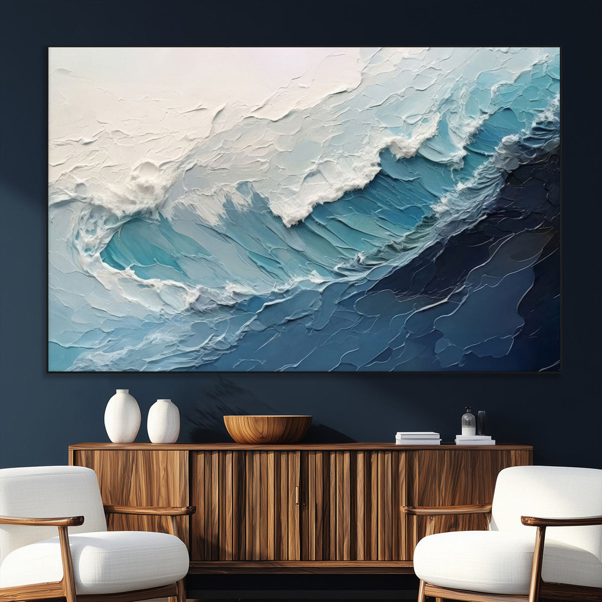 Ocean Wave Canvas Wall Art Print – Coastal Living Room Large