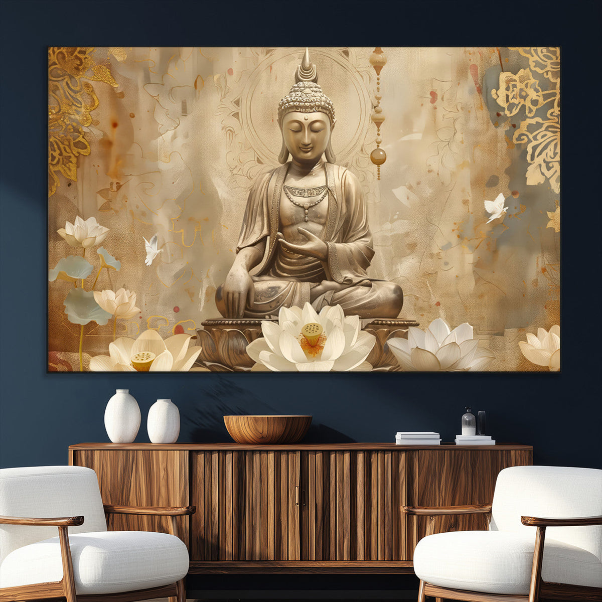 Buddha Wall Art Canvas Print, Buddha Meditation Room Decor,