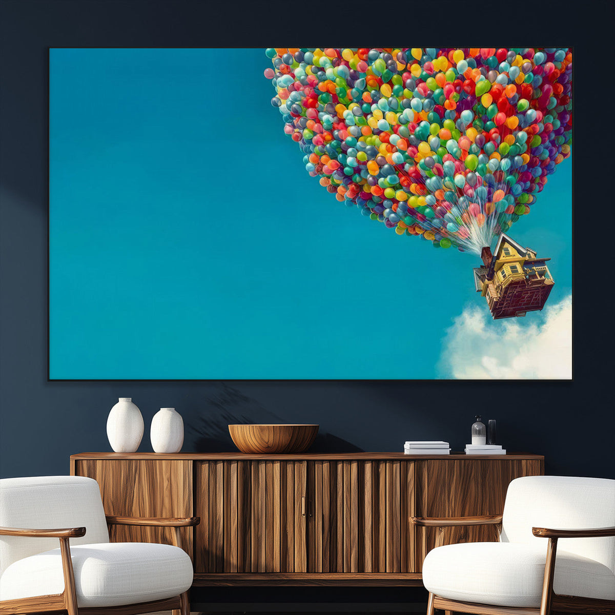 Carl Fredricksen, Up Movie Wall Art, Colorful Balloon House