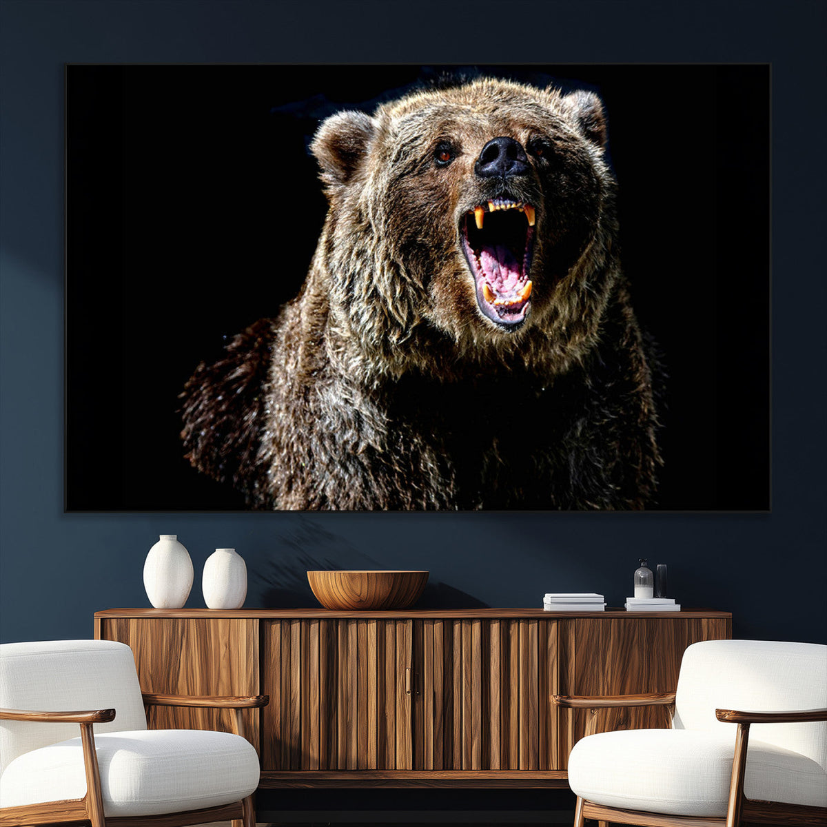 Grizzly Bear Canvas Print | Wildlife Wall Art for Cabin