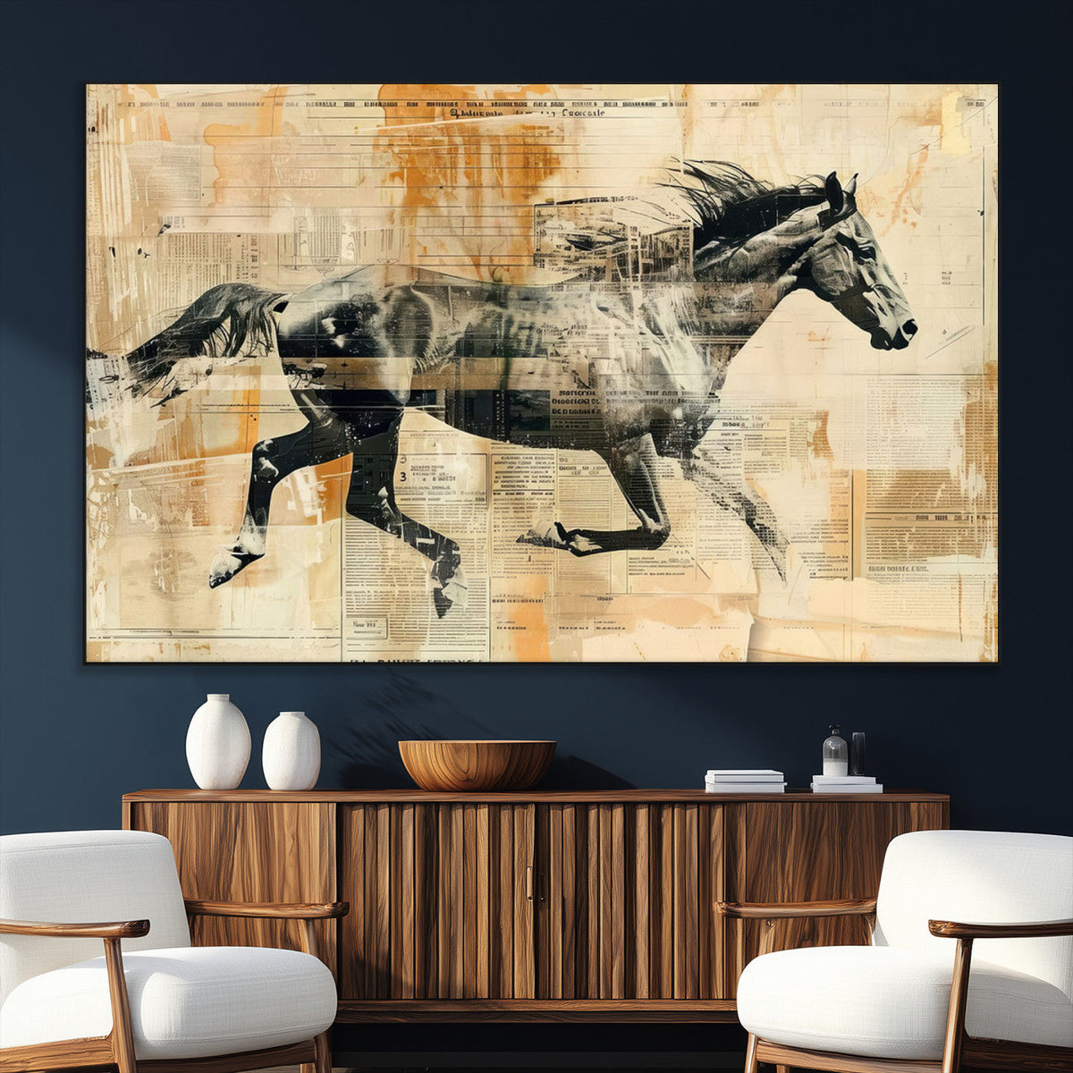 Chines Style Running Horse Western Wall Art | Farmhouse Wall