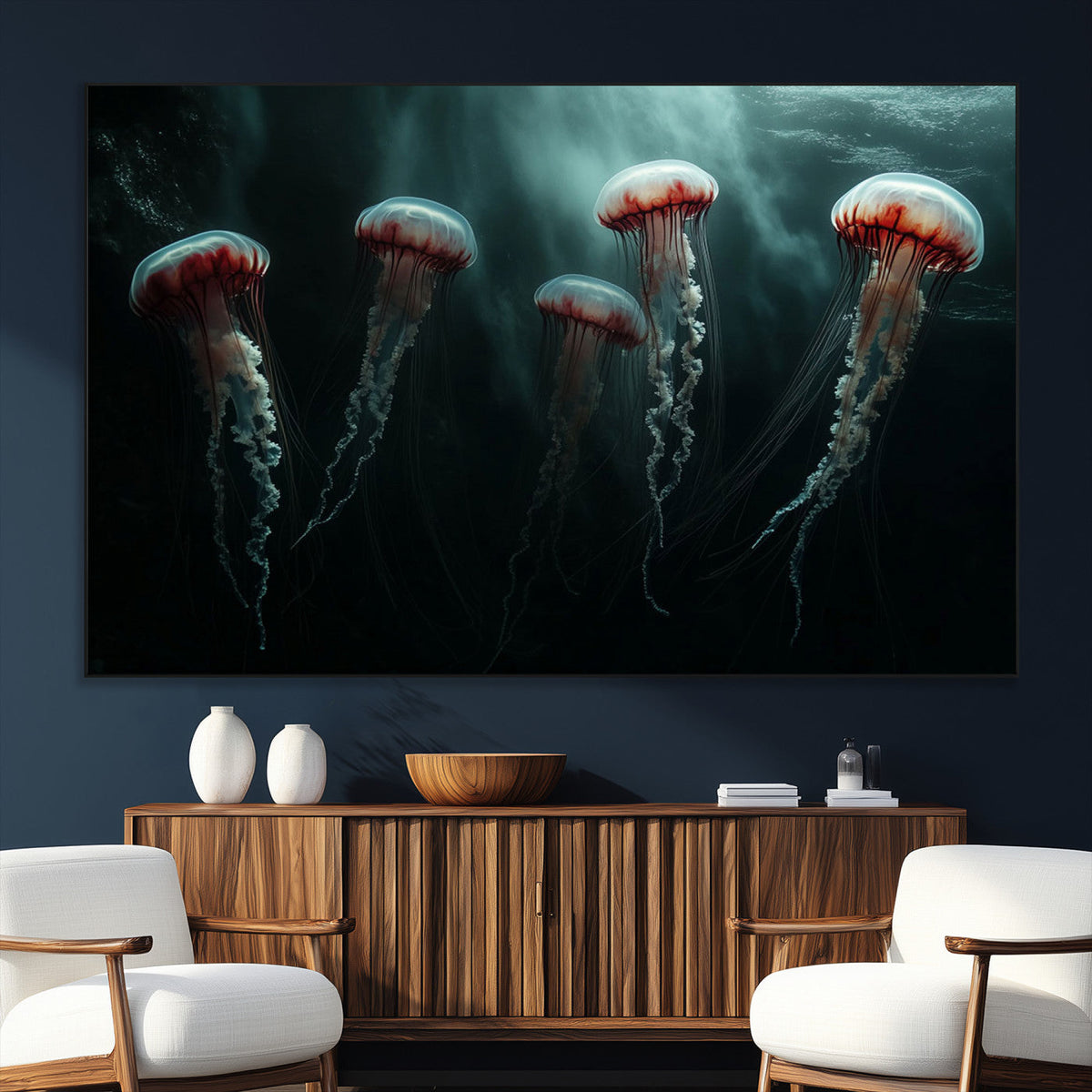Abstract Jellyfish Wall Art Canvas Print