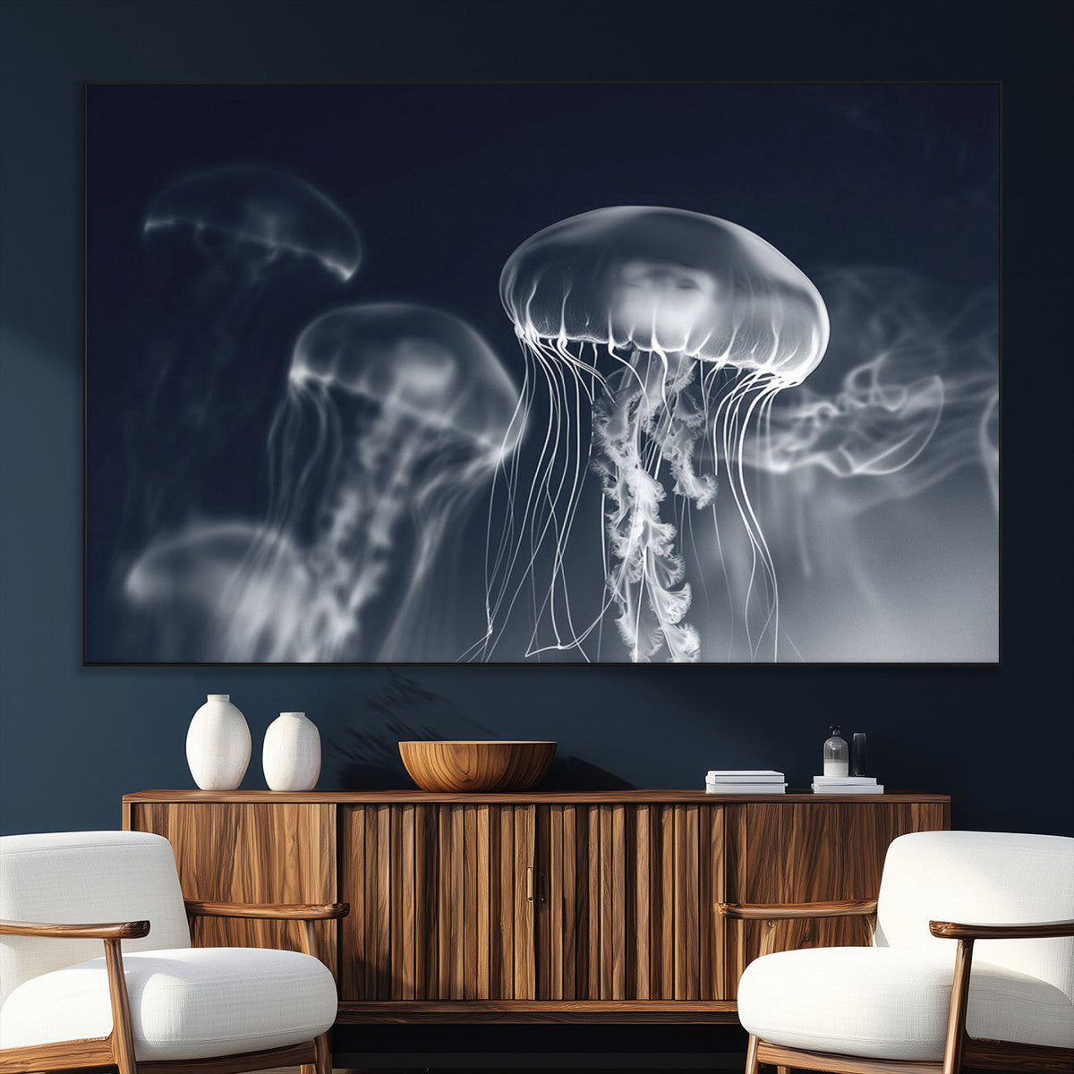 Jellyfish Wall Art Canvas Print, Modern Abstract Jellyfish